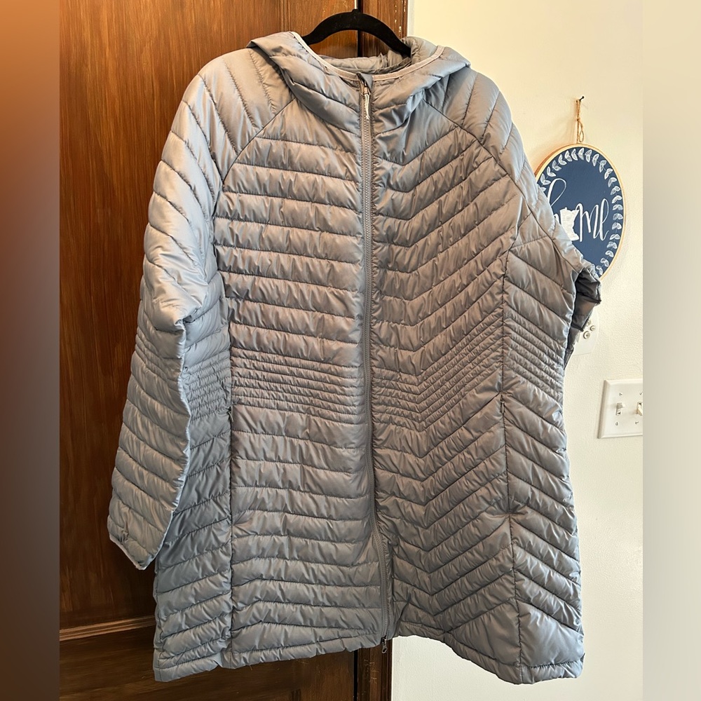 Columbia Silver Grey Omni Heat Powder Lite Mid-Length Winter Coat 3x